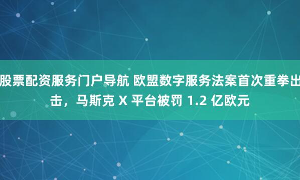 股票配资服务门户导航 欧盟数字服务法案首次重拳出击，马斯克 X 平台被罚 1.2 亿欧元