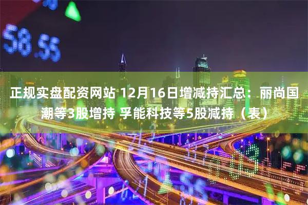 正规实盘配资网站 12月16日增减持汇总：丽尚国潮等3股增持 孚能科技等5股减持（表）